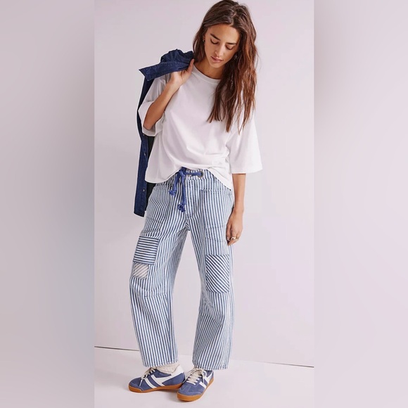 Free People X We The Free Moxie Railroad Low-Slung Jeans in Dark Slate EUC - Picture 1 of 4